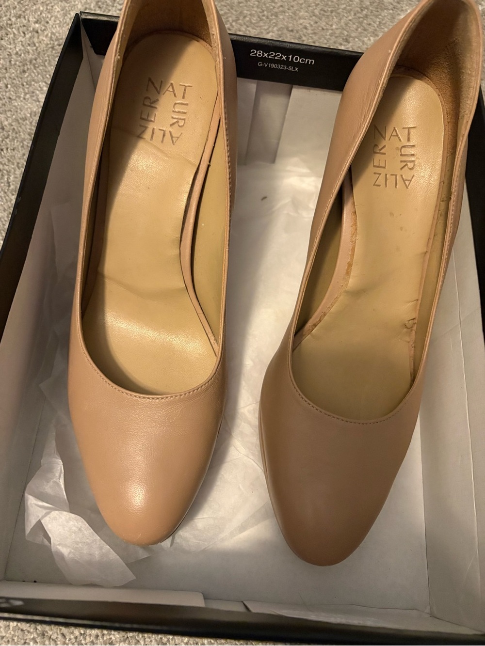 Naturalizer Taupe Leather Round-Toe Pumps, style- Teresa, color-gingersnap